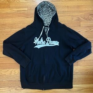 Stadium Athletics Notre Dame Zip Hoodie Women’s Large Black Top Flawed READ*